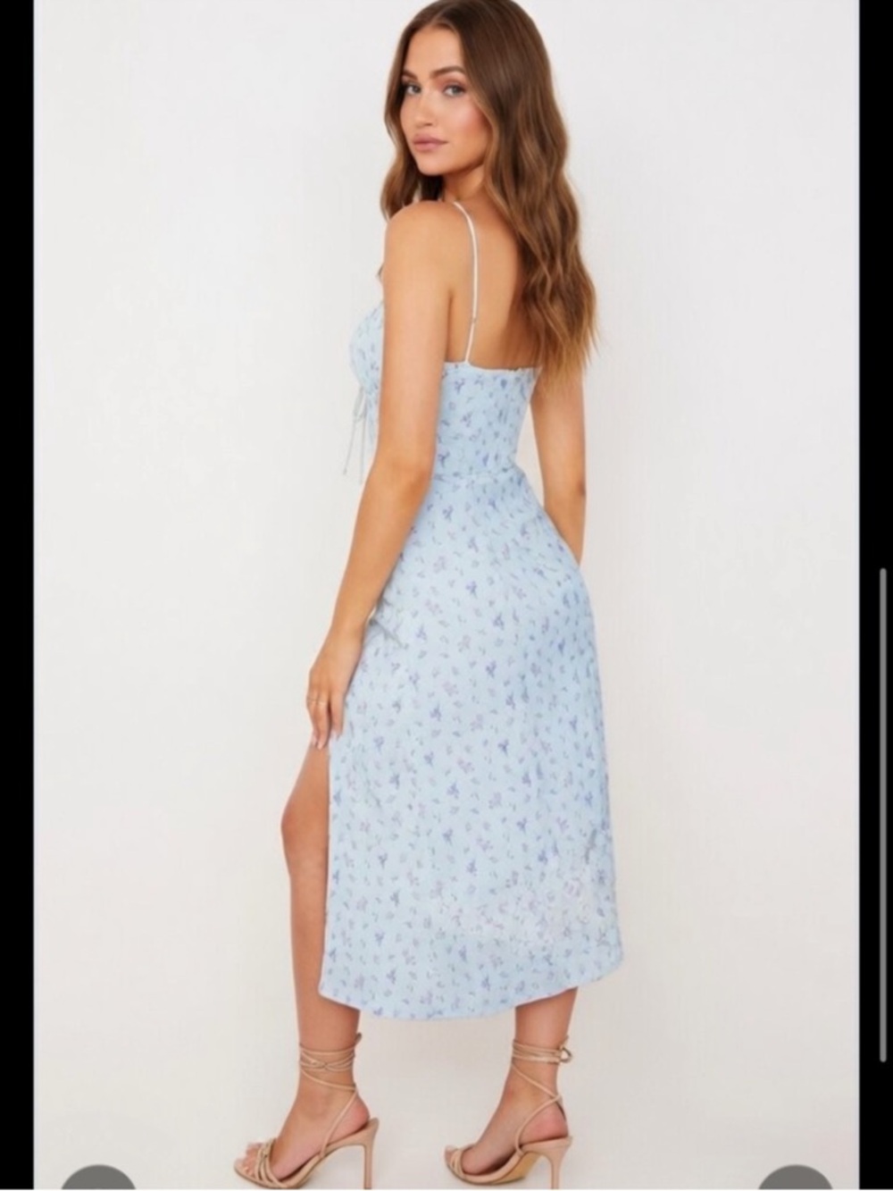 HOUSE OF CB 'Carina' Blue Floral Bustier Midi Dress/ Small US 4-6 $195 - Picture 5 of 9